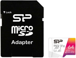 Micro SecureDigital 64GB Silicon Power SP064GBSTXBV1V20SP Elite + adapter Class10