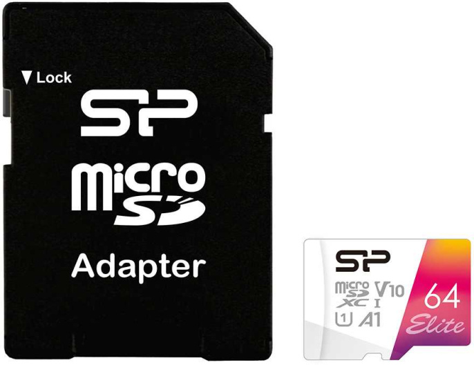 Micro SecureDigital 64GB Silicon Power SP064GBSTXBV1V20SP Elite + adapter Class10