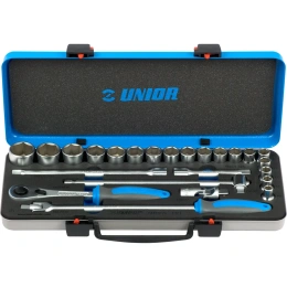 Набор торцевых головок Unior на 1/2" дюйма, в металлическом кейсе, 24 предмета, 10-32мм 3838909119397