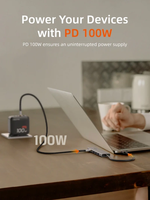 USB концентратор CABLETIME HB01G (CT-HBP1-AG6) 6-в-1 с HDMI, 100W PD для MacBook Pro/Air - Gray