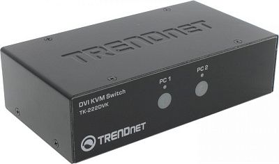 Переключатель TRENDnet TK-222DVK 2-port DVI KVM Switch Kit (клавиатура USB + мышь USB + Dual Link DVI) (+2 комплекта кабелей)