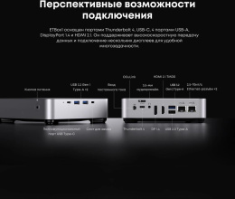 Неттоп Acer Gadget E10 ETBox1 i5 13500H 2.6 16Gb SSD512Gb UHDG Windows 11 Pro 2x2.5GbitEth WiFi BT 120W серебристый/черный