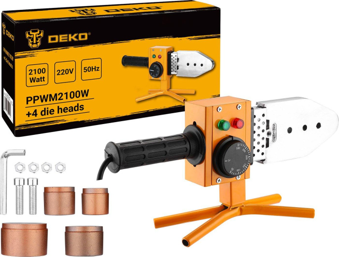 Сварочный аппарат для пластиковых труб DEKO PPWM2100W,  2.1кВт,  до 300°С [063-4247]