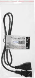 Шнур питания Hyperline PWC-IEC13-IEC14-1.0-BK C13-С14 проводник.:3x0.75мм2 1м 230В 10А упак.:1шт черный