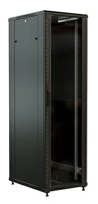 Шкаф серверный WRline (WR-TT-3261-AS-RAL9004) напольный 32U 600x1000мм пер.дв.стекл задн.дв.стал.лист 2 бок.пан. 800кг черный 910мм 1610мм IP20 сталь