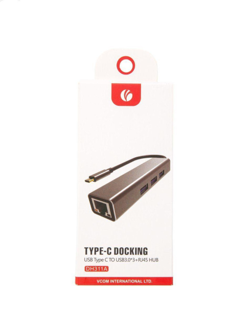 Переходник VCOM DH311A USB хаб, док-станция, Type-C m - 1 x LAN RJ-45+3xUSB 3.0 f