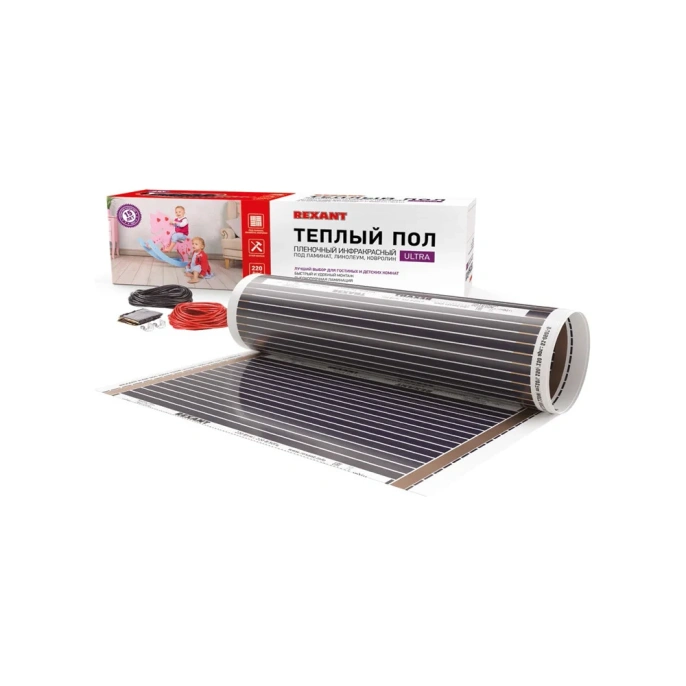 Пленочный теплый пол REXANT Ultra RXM 220, 1м² (0,5х2м), 220Вт 51-0501-4