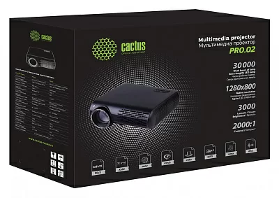 Проектор Cactus CS-PRO.02WT.WXGA-A LCD 3000Lm (1280x800) 2000:1 ресурс лампы:30000часов 2xUSB typeA 1xHDMI 4.2кг