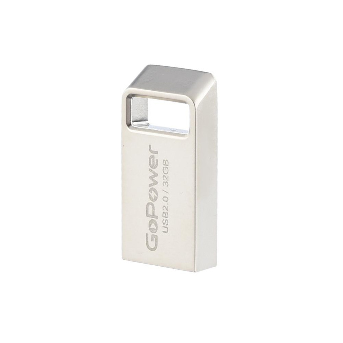 Флеш-накопитель GoPower MINI 32GB USB2.0 металл серебряный 1/50/1000