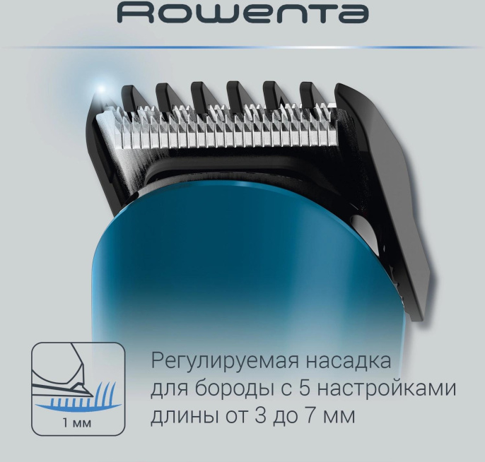 Триммер Rowenta Jungle TN8908F0 черный/бирюзовый насадок в компл:3шт
