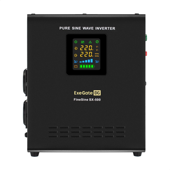 Комплект ИБП ExeGate FineSine SX-500.LCD.AVR.2SH + Батарея HRL 12-45 45Ач 1шт (ИБП <EX295995RUS: 500VA/300W, чистая синусоида, цветной LCD-дисплей, AVR, 2*EU/Тип F(Schuko), линейно-интерактивный, крепление настенное/универсальное> + АКБ <EX285666RUS: ExeG
