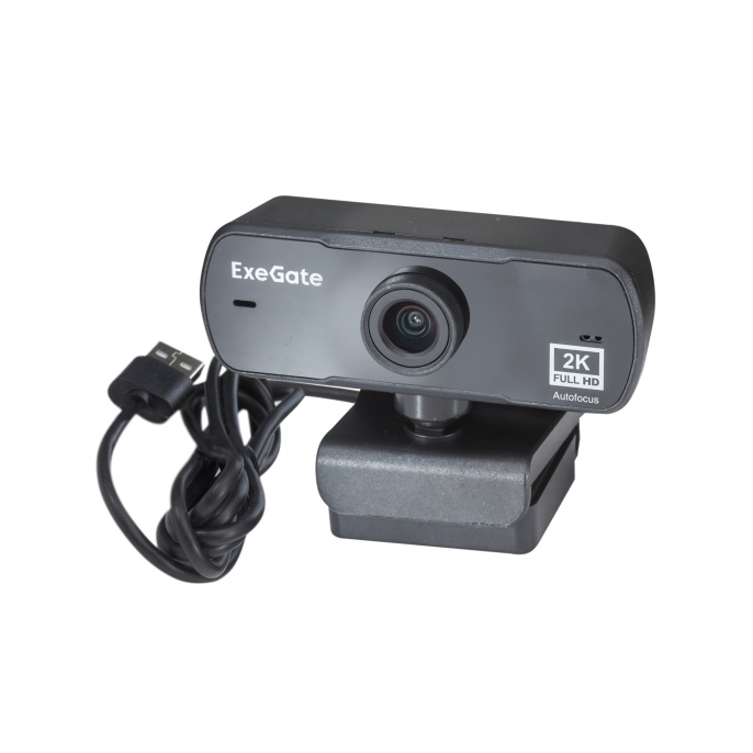 Веб-камера широкоугольная ExeGate Stream C940 Wide 2K AF T-Tripod (4Мп, 2560x1440, 30fps, H.264, автоматический фокус, защитная шторка, штатив Tripod Tele Ball в комплекте, широкоугольный 4-линзовый (стекло) объектив 89°, EX294582RUS