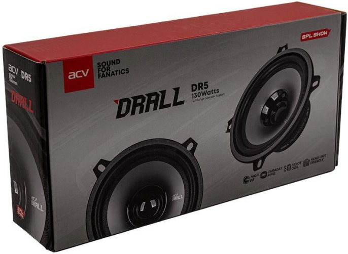 Колонки автомобильные ACV DRALL DR5 без решетки 130Вт 94дБ 3Ом 13см 5дюйм ком.:2кол. широкополосные однополосные