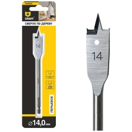 Сверло перьевое (перовое) по дереву 14x150 мм в блистере GRAFF 8814150