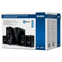 Акустическая система SVEN АС HT-201, черный 80 Вт, Bluetooth, пульт, дисплей, FM, USB, SD SV-015770