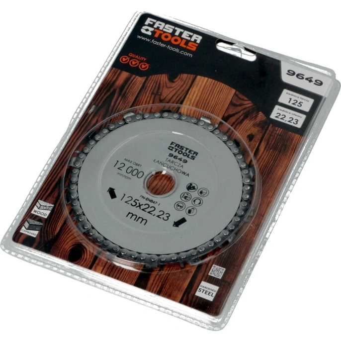 Диск пильный цепной по дереву 125x22.2 мм для УШМ FASTER TOOLS 9649