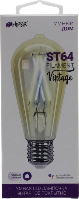 Умная лампа Hiper IoT ST64 Filament Vintage E27 7Вт 600lm Wi-Fi HI-ST64FIV