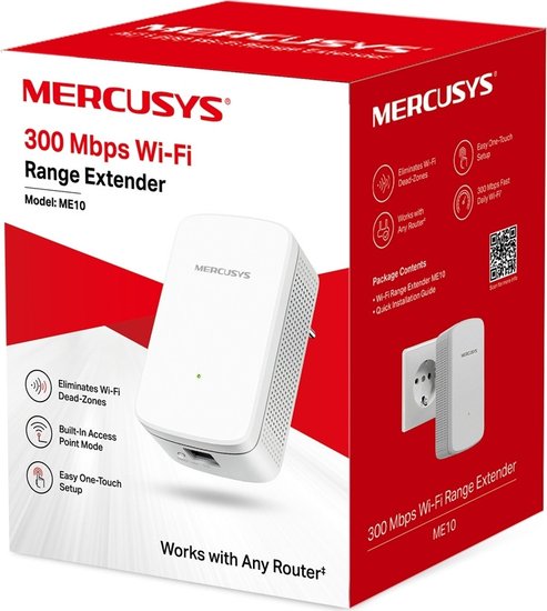 Повторитель беспроводного сигнала Mercusys ME10 N300 10/100BASE-TX белый