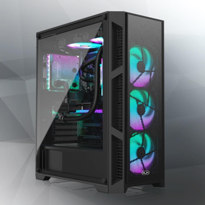 Корпус без блока питания Case Raijintek ARCADIA III-MS4, Midi-Tower, TG, 4x120mm ARGB, 1xUSB-A 3.0 + 2xUSB 2.0, ATX, mATX, mITX Black