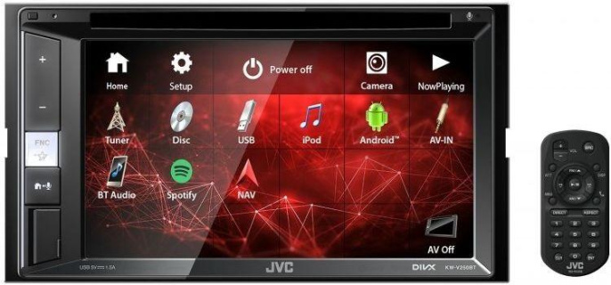 Автомагнитола JVC KW-V250BTM 2DIN 4x50Вт v3.0 DSP 6.2" 3 ПДУ RDS