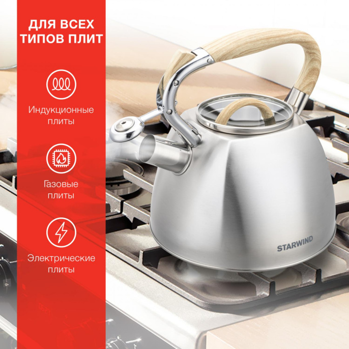 Металлический чайник StarWind Daily,  2.8л,  серый [sw-ch1308]