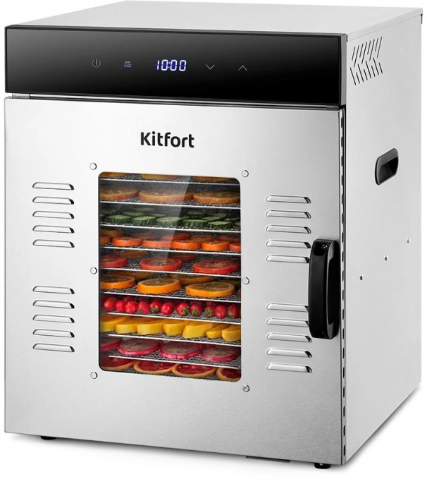 Сушилка для овощей и фруктов KitFort КТ-1967,  нержавеющая сталь,  15шт