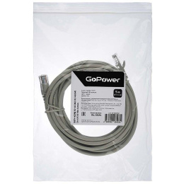 Патч-корд GoPower RJ-45 m -RJ-45 m 5.0м кат.5е ПВХ 26AWG CCA серый в пакете 1/50 00-00029037