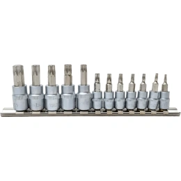 Набор головок-бит YATO TORX 1/4" Т8-Т30 3/8" Т40-Т55 12 предметов на металлической планке YT-04331 371404331 092 1
