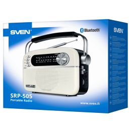 Радиоприемник SVEN АС SRP-505, белый 3 Вт,Bluetooth, FM/AM/SW, USB, microSD, AUX, встроенный аккумулятор SV-020439