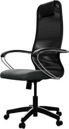 Кресло МЕТТА SU-B-8, сетка, до 120кг, топ-ган, фиксированные подлокотники,  черный