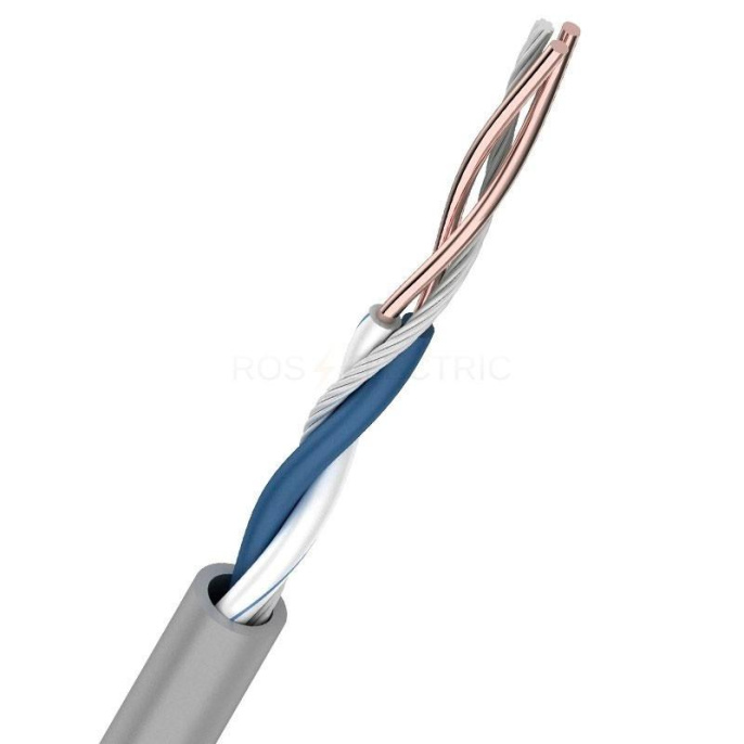 Rexant 01-0002 Кабель витая пара U/UTP, CAT 5e, PVC, 1PR, 24AWG, INDOOR, SOLID, серый, 305м