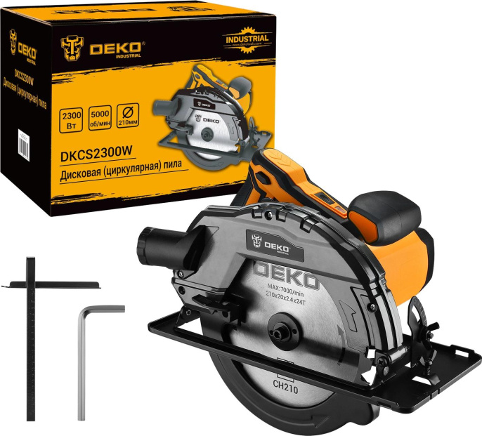 Циркулярная пила дисковая Deko DKCS2300W 2300Вт ручная D диска.:210мм 084-1050