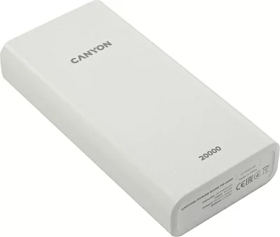 Внешний аккумулятор Canyon PB-2001 CNE-CPB2001W, 20000 мАч, 5В/2.1A, 2xUSB, Белый