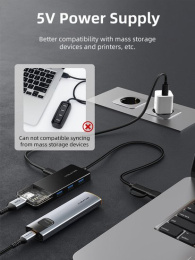 Концентратор CABLETIME CB03B (CT-HUBT3-PB) 4 порта, 5Gbps, 0.15 м, с адаптером USB-C, USB-хаб для ноутбука и ПК