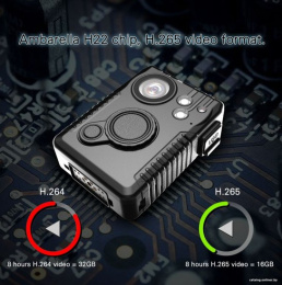 Персональный видеорегистратор BodyDvr 550 64Гб/GPS процессор: Ambarella H22, встроенная память: 64 GB, сенсор: 5 МП CMOS, угол обзора: 140°, видео: до 2560×1440@30 fps, кодек: H.265