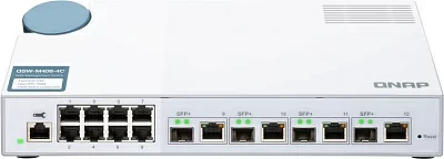 Коммутатор QNAP QSW-M408-4C 10 Gbps managed switch with 4 SFP + ports, combined with RJ-45, 8 1 Gbps RJ-45 ports, bandwidth up to 96 Gbps, JumboFrame support.