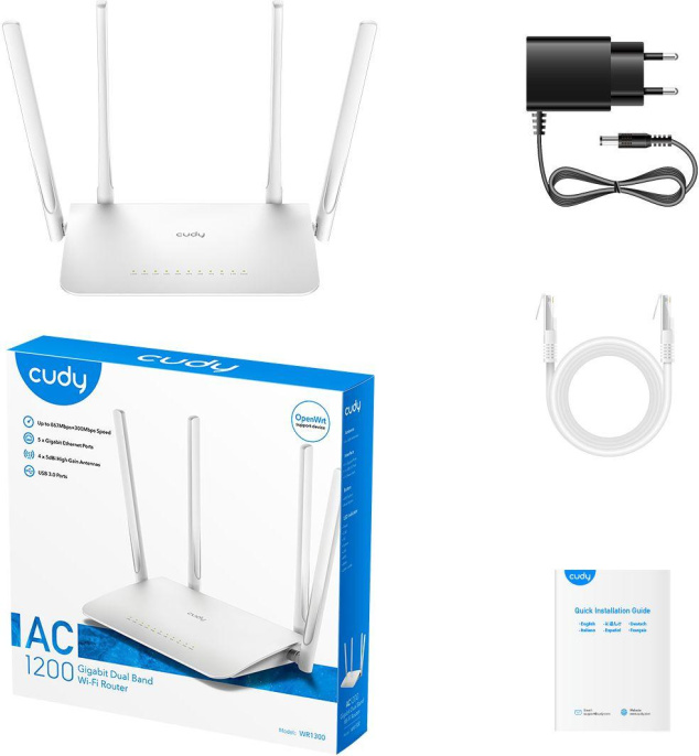 Роутер беспроводной Cudy WR1300 AC1200 10/100/1000BASE-TX белый