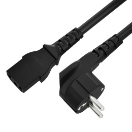 Кабель питания 4ПХ черный 1.0m, евровилка угловая Schuko - С13, 3*0,5mm, медь, 4PH-R90161