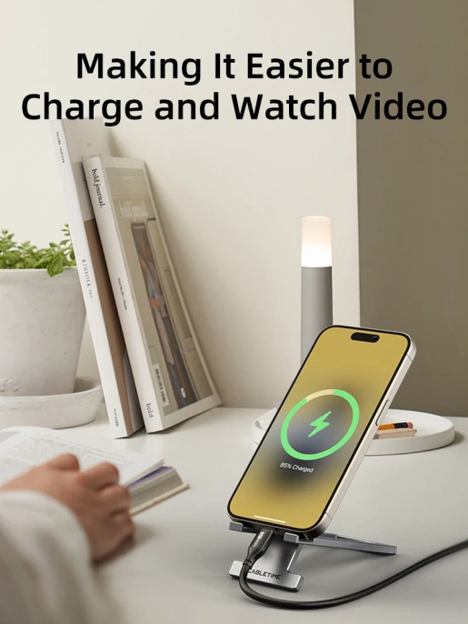 Складной алюминиевый держатель CABLETIME CS31G (CT-PH03-AG) для телефона