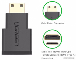 Кабель-переходник UGREEN 20101 Mini HDMI (M) to HDMI 2.0 (F), передача аудио и видео, Black