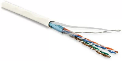 Hyperline FUTP4-C5E-P26-IN-LSZH-WH-100 (100 м) кабель витая пара, экранированная F/UTP, категория 5e, 4 пары (26 AWG), многожильный (patch), экран - фольга, LSZH, нг(А)-HF, –20°C – +75°C, белый