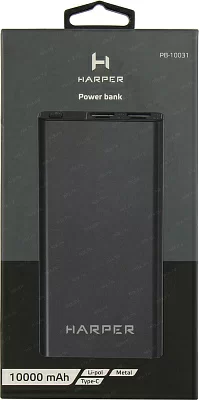 Внешний аккумулятор HARPER PB-10031 Black (2xUSB 2.1A 10000mAh Li-Pol)