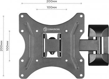 Кронштейн для телевизора ONKRON M2, 26-65", настенный, поворот и наклон,  черный