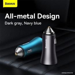 Автомобильное зарядное Baseus CGJM000113 Golden Contactor Max Dual Fast Charger U+C 60W Dark Gray для телефонов, для планшетов, на 2 устройства, разъемы: USB Type-A, USB