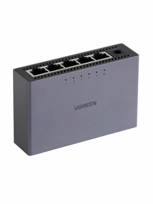Коммутатор сетевой UGREEN CM633 (15641EU) 5-Port Gigabit Ethernet Switch Aluminum Housing EU. Цвет: серый