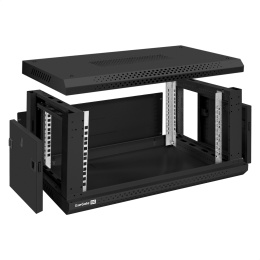 Шкаф телекоммуникационный 19" настенный 4U ExeGate EC-WM-4U.450.G.BLACK 19”, 4U, 600x450x280mm ШхГхВ , передняя дверь закаленное стекло, съемные боковые панели, пыле- и влагозащита IP23, черный RAL 9004 EX300250RUS