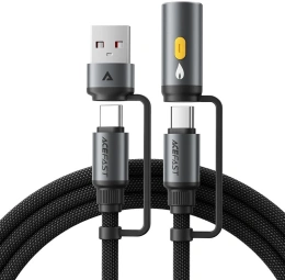 Кабель магнитный ACEFAST J6 Multi-Function Charging Data Cable USB-A+ USB-C+ Cigarette Lighter - Black AF-J6-BK