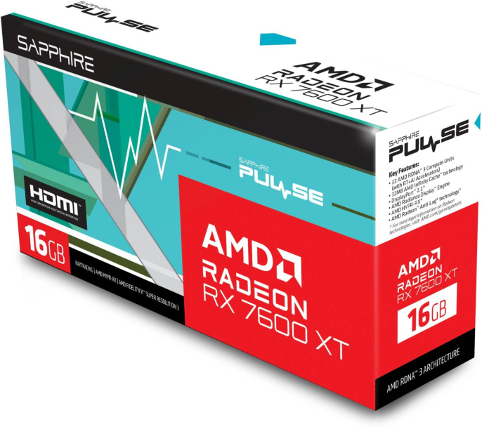 Видеокарта Sapphire AMD Radeon RX 7600XT 11339-04-20G RX 7600 XT GAMING OC 16ГБ Pulse, GDDR6, OC, Ret