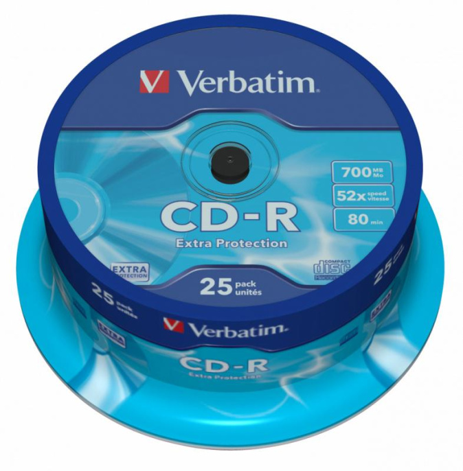 Оптический диск CD-R Verbatim 700МБ 52x, 25шт., cake box [43432]