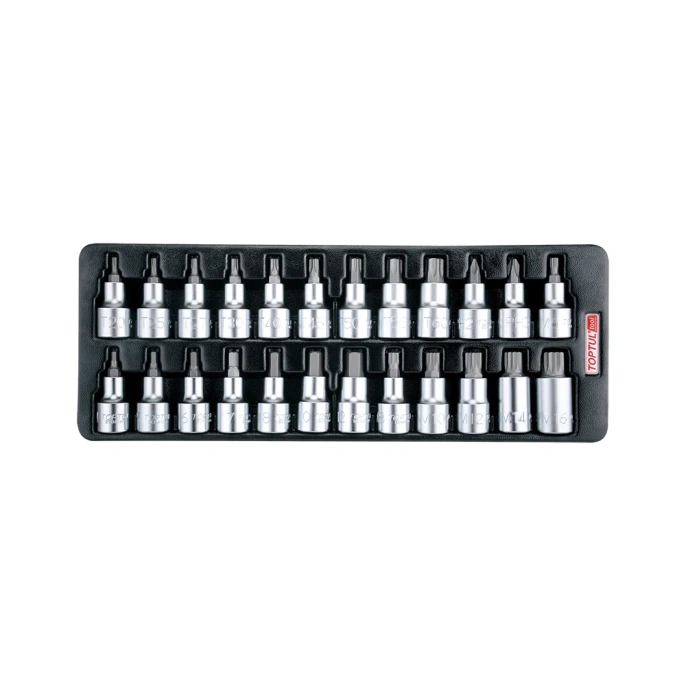 Набор головок торцевых 1/2"DR с насадками Hex, Torx, Spline 24 предмета, в ложементе TOPTUL GAAT2403